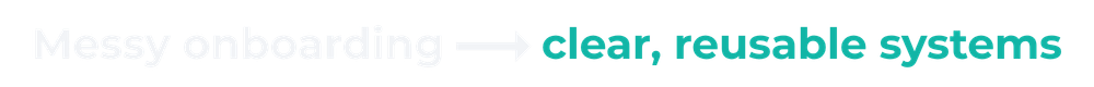Messy onboarding to clear, reusable systems